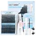 Cluster Lashes Kit 120Pcs Cluster Lashes DIY Individual Eyelash Kit D Curl 8-16mm Eyelash Extension Kit with Lash Bond and Seal and Lash Glue Remover and Lash Tweezers GEMERRY Individual Lashes B-KIT KSL45-D