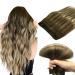 DOORES Sew in Hair Extensions Real Human Hair Balayage Walnut Brown to Ash Brown and Bleach Blonde 16 Inch 80g Natural Weave Remy Human Hair Extensions Full Head Natural Thickness Sew in Weft Hair 16 Inch-80g #3/8/613 Walnut Brown to Ash Brown and Bleach 