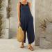 MALAIDOG Women's Plus Size Navy Bib Overalls - Sleeveless Wide Leg Jumpsuit - Buy Online on GoSupps.com