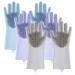 Kingrol 3 pieces of silicone rinse gloves with Wash scrubber magical rinsing gloves reusable household cleaning gloves for kitchen bathroom car pet care