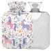 Naanle unicorn flower hot water bottle with reference warm and cold therapy Transparent hot water bottle 2l large hot hot water bottle for bed handfoot heat pain relief
