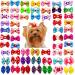Camidy 50pcs Dog Bows Dog Puppy Hair Bows with Rubber Bands Cute Pet Small Dog Hair Bowknot Grooming Accessories