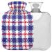 Naanle plaid American hot water bottle with reference transparent bag hot water bottle 1l heat bottle for bed hand feet warmer pain relief warmth and cold therapy