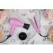 Aria Beauty Mini Travel Set Hair Dryer and Straightener Pink Dual Voltage Compact Includes concentrator and diffuser for blowdryer - Buy Online on GoSupps.com