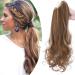 Ponytail extension ponytail braid with clip hair parts hair extension hair pace hair heat resistant (smooth+wavy) like real hair 18 "(45cm) light brown & ash blonde 45 cm light brown & ash blonde