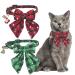 ADOGGYGO Christmas Cat Collars Breakaway with Stylish Bow, 2 Pack Red Green Plaid with Snowflake Christmas Kitten Collar with Bell, Removable Bowtie Cat Christmas Collar for Cats Kittens