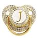 Bling Pacifier for Newborns - Soft & Safe Curved Baby Pacifier with Letter J | International Shipping Available - Buy Online on GoSupps.com