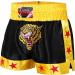 Muay Thai Kick Boxing Training Shorts - Satin Black Gold Tiger Embroidery, X-Small - Buy Online on GoSupps.com