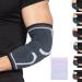 360 RELIEF - Compression Elbow Brace Sleeve for Men and Women Support | Splint Joint Pain Relief Tendonitis Tennis Golf Workout Weightlifting | Large Grey with Mesh Laundry Bag | Grey L