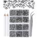 LPBeads 6000 Pieces Jet Hematite Non Hotfix Rhinestones 6 Sizes Round Crystal Glass Flat Back Rhinestones with Tweezers and Picking Pen for Nail Art Crafts Clothes Bags DIY