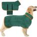 Kuoser Dogenkademelel microfiber dog bathrobe bath towel bathrobe dog extra absorbent adjustable dog towel with Velcro fastener green dog wadema for large dogs XL green