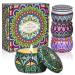 Scented Candles Gift Set for Women 4.4 oz Soy Wax Tins Relaxing Scents of Lavender Jasmine Gardenia Osmanthus - Ideal for Women's Birthdays Mother's Day Sunflower