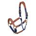Shires Velociti Lusso Padded Leather Headcollar Navy Blue Cob