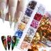 Holographic Nail Glitter Foils, 12 Colors Sparkly Ultra-Thin Aluminum Foil Nail Art Flakes Design, Laser Nail Sequins Acrylic Supplies for Women Girls Manicure Charms Decorations, DIY 3D Nail Art Tips