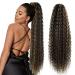 Fashion lcon 30 inch Long Drawstring Ponytail Extensions Highlights Clip in curly Ponytail Hair Extensions Dark Brown Mix Blonde Synthetic Long Drawstring ponytail for Women Blonde(#P4/27) 30 Inch (Pack of 1) #-P4/27