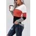 Women's Striped Color Block Long Sleeve T-Shirt - Red - Size Medium | Comfy Casual Blouse Tunics Tops - Buy Online on GoSupps.com