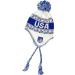 USA Winter Hat - White Knit Beanie with Pom, Ear Flaps, and Fleece Lining - Buy Online on GoSupps.com