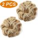JJstar 2PCS Curly Messy Bun Donut Hair Piece Set | High Heat Resistant Synthetic Fiber Scrunchies for Women | Dark Blonde/ Beach Blonde - Buy Online on GoSupps.com