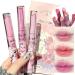 3 Colors Jelly Lipstick Gift Set Tinted Heart Shape Lip Stain Lip Gloss Mirror Hydrating Jelly Love Lipstick Moisturizing Tinted Lip Balm Vivid Color Glossy Lip Makeup for Girls (A) Pink