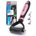 Bluepet Unterwolltoll Dog brush & cat brush for long hair |Unterwoll comb removes undercoat & feast |Massage effect & top hair protection |Fur brush size S-M pink