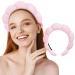 MAPICNNT Spa Headband for Washing Face  Cute Pink Makeup Headband  Puffy Spa Headband  Terry Towel Cloth  Versed Headband  Bubble Skincare Headband  Sponge Spa Facial Headband (Pink)