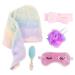 Rainbow Bright Bath Set for Teens and Girls - Shower and Spa Kit with Hair Towel Wrap, Brush, Eye Mask, Headband, and Loofah - Buy Online on GoSupps.com