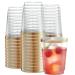 PLASTICPRO Disposable 10 oz Crystal Clear Plastic Tumblers With Gold Rim for Party's & Weddings pack of 50 Gold Rim 50