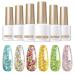 Hand Health Care for Glitter Nail Polish Kit for 6 Colorful LED Colors Dipped on 7ml Glossy Finish Long Lasting Sparkling Polycone