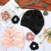 6 Pcs Silk Hair Bonnet & Scrunchies Set for Women - Soft Silk Sleeping Bonnet & Ponytail Holders in Pink, Black, Rose Gold - Buy Online on GoSupps.com