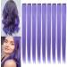 9PCs 21 inch colored hair extensions party highlights lavender clip in/on synthetic smooth hair Personal parts multicolors hair accessories hair parts for women girls (lavender)