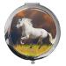 metALUm Pocket mirror made of chrome-plated metal with galloping horse