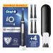 Oral-B iO4 2x Electric Toothbrushes For Adults Christmas Gifts For Women / Him 2 Toothbrush Heads & 1 Travel Case 4 Modes With Teeth Whitening UK 2 Pin Plug Black and White + Refills Black Travel