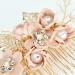 Wedding Hair Accessories Fanvoes Hair Pieces Comb for Bride Bridal - Gold Headpiece Barrette w/Handmade Pink Flower Ivory Pearl Rhinestone - Buy Online on GoSupps.com