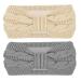 Hoowa headband women winted with fleece 2pcs girl hair band knit hair bands elastic headband women thickener headband ear warmer warm women beige gray