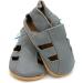 Dotty Fish Soft Leather Baby Shoes | Toddler Sandals | Non-Slip Suede Soles | Grey | 0-6 Months to 3-4 Years - Buy Online on GoSupps.com