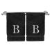 Monogrammed Hand Towel, Personalized Gift, Set of 2- White Block Letter Embroidered Towel - Extra Absorbent 100% Turkish Cotton - Soft Terry Finish - Initial B Black Initial B Black & White