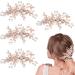 4 Pcs Wedding Hair Clips Rhinestone Bridesmaid Hair Barrettes Handmade Bridesmaid Hair Accessories Side Flower Bridesmaid Headpiece Wedding Hair Piece for Women Girls Light Rose Gold