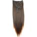CAISHA by PRETTYSHOP XXL 24 Brown Mix Clip In Extensions 8 Pieces Set | Straight Hair Extension Hairpiece CES20 - Buy Online on GoSupps.com