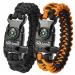 Paracord Bracelet K2-Peak  Survival Bracelets with Embedded Compass Whistle EDC Hiking Gear- Camping Gear Survival Gear Emergency Kit Black + Orange