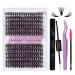DIY LASH Extensions Set Cluster Lashes DIY Eyeholder extension at home lash bond and SEAL DIY eyelashes Extensions Bond and Seal DIY eyelash cluster (3D+40D-D CURL) KIT (12-16) mm Kit-3D+40D-D CURL