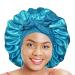 XL Large Hair Satin Silk Bonnet for Sleeping Night Sleep Cap Women curly hair braids locs wig with stretchy Tie Band edge wrap for Women Aqua Blue Large Aqua