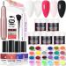 Dip Powder Nail Kit with Electric Nail Drill Clear White Red Black Pink 5 Colours Acrylic Dipping Powder Starter Kit with Base Coat Top Coat Activator Brush Saver French Nail Art Manicure Gifts