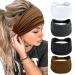 Wide Headbands for Women Black Stylish Head Wraps Boho Thick Hairbands Large African Sport Yoga Turban Headband Hair Accessories (Pack of 4) Headbands 5