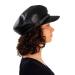 Mumcu's Leather Women's Visor Beret Newsboy Paperboy Bakerboy Fisherman Style Fiddler Cabbie Cap Captain Sailor Hat (Black)