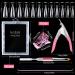 Kalolary Dual Nail Forms Set - 120PC Stiletto False Nail Tips & Pink Nail Clips with Dual-Ended Poly UV Gel Brush for Nail Art Extension - Buy Online on GoSupps.com