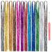 12 Colors Hair Tinsel 44 Inches Fairy Hair Tinsel Kit Sparkling Dazzle Glitter Shiny Hair Extensions with Tool 2400+ Strands Hair Glitter (12mix)