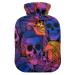 Hot Water Bottles with Cover Bearded Skulls Hot Water Bag for Pain Relief Neck Shoulder Pain Warm Water Bed Warmer 2 Liter