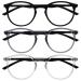 Opulize Unisex Met Reading Glasses (Pack of 10) +2.00 Diopters Black / Grey Black / Clear Black