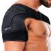 SUPTRUST Recovery Shoulder Brace for Men and Women, Shoulder Stability Support Brace, Adjustable Fit Sleeve Wrap, Relief for Shoulder Injuries and Tendonitis, One Size Regular Dark Black