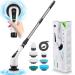 Electric Spin Scrubber Electric Cleaning Brush with 7 Replaceable Heads 2 Speeds Power Electric Scrubber Brush for Bathroom Tub Floor Car Tile and Much (Set A)